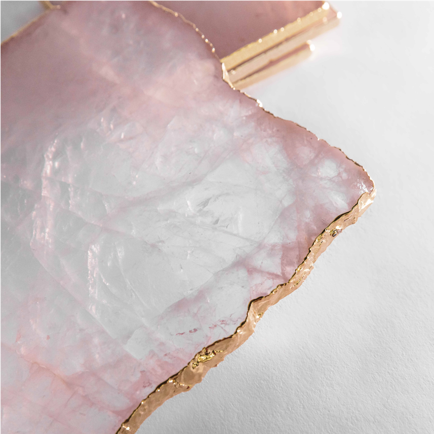 Pink Onyx Platter w/ Gold Trim - Limited Stock Left!